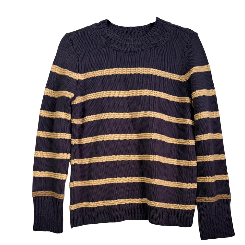 NWT NIC+ZOE Striped Cotton Sweater Indigo Multi Navy Cream S Minimalist Preppy